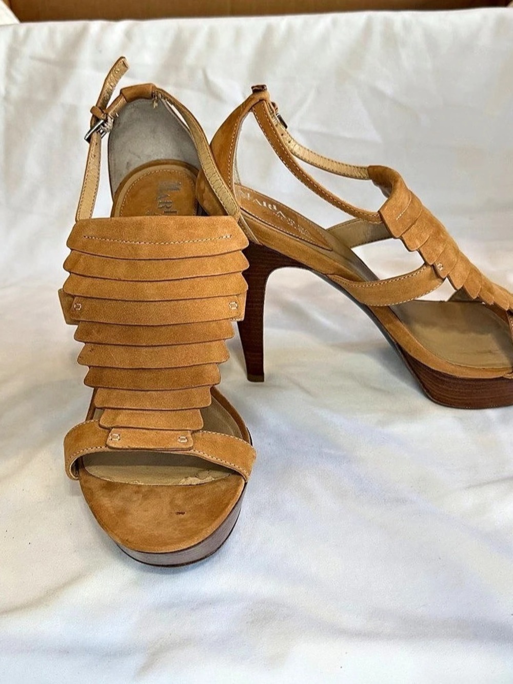 Maria Sharapova by Cole Haan Women’s 10B Tan Suede Strappy Heels Sandals Unworn